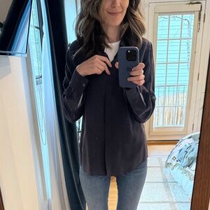 Everlane Silk Navy Blue Button Down